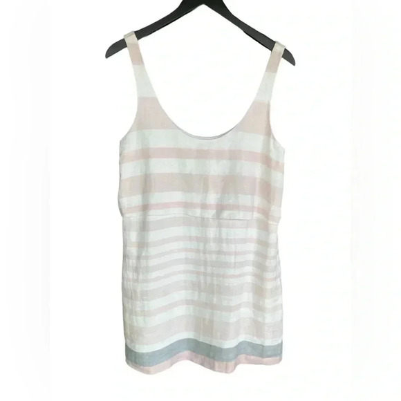 Mara Hoffman Overlay Sleeveless Mini Short Dress Linen Pastel Color Size 2 - Picture 1 of 11